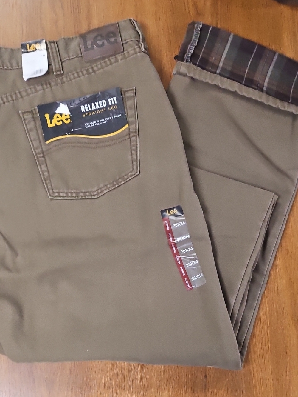 Lee Men's Relaxed Straight Leg Fleece Lined Jean in Olive 38X34